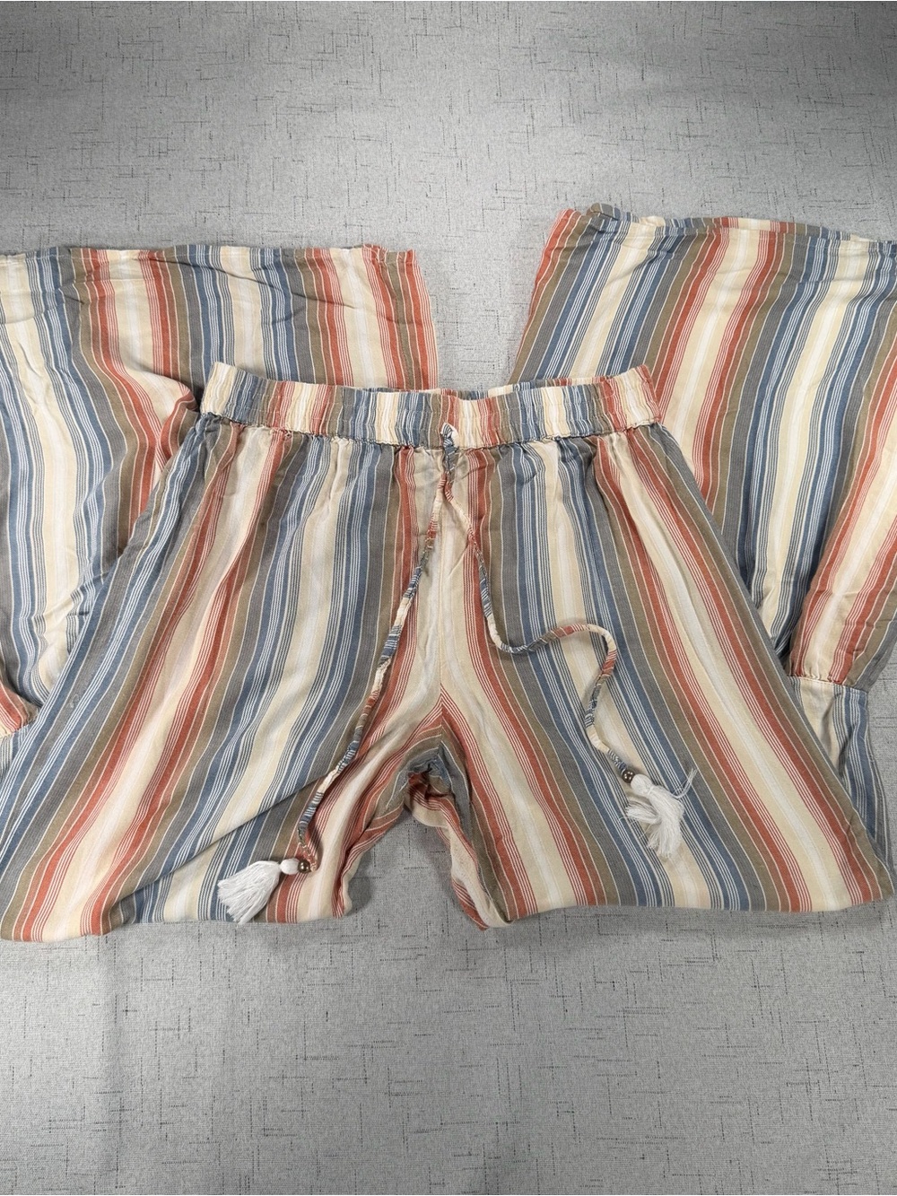 Y2k Angie Women’s Multicolor Striped Rayon High Rise Pull On Relaxed Size L